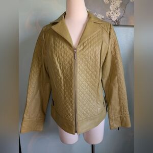 Olive Quilted Women's Leather Jacket